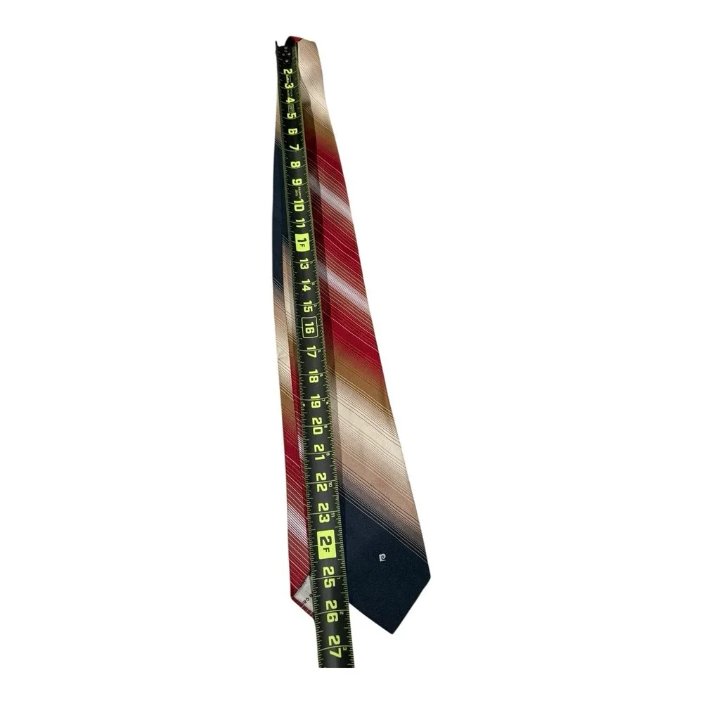 Vintage Pierre Cardin‎ Mens Neck tie Burgundy Black Blue Brown Stripe Polyester